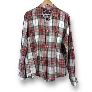 Blue Crown Men's XL Long Sleeve Flannel Button Up‎ Classic Red Plaid Gorpcore
